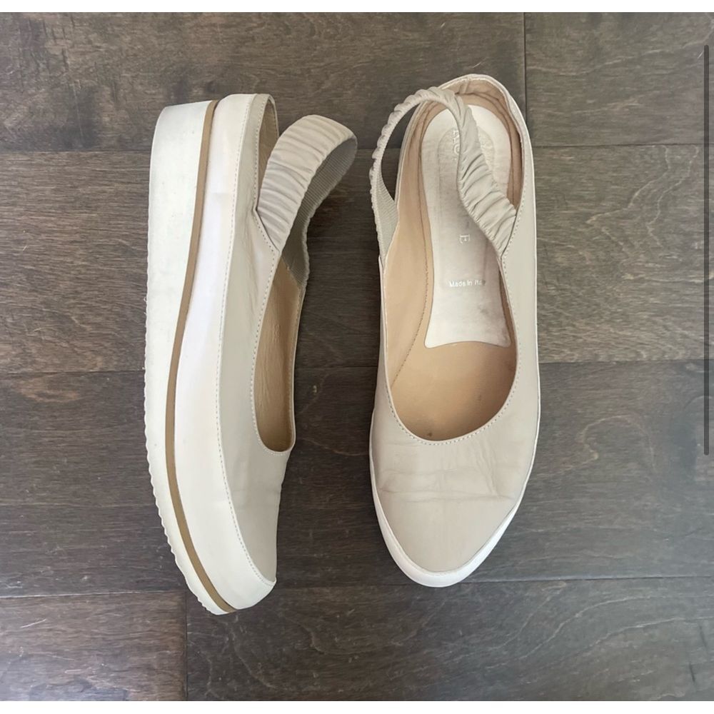 Women's Beige Slingback Platform Flats - Picture 2 of 10